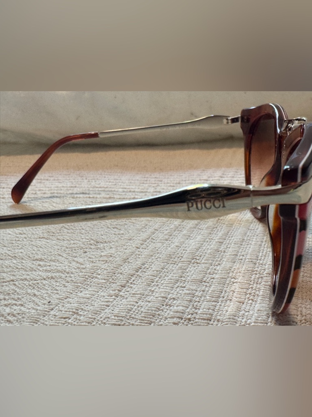 Emilio Pucci EP25 Multicolor Stripe Acetate Silver Sunglasses Frames Italy - Picture 2 of 10
